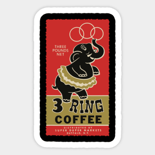 1960s Super Duper Market 3-Ring Coffee Elephant Label Sticker